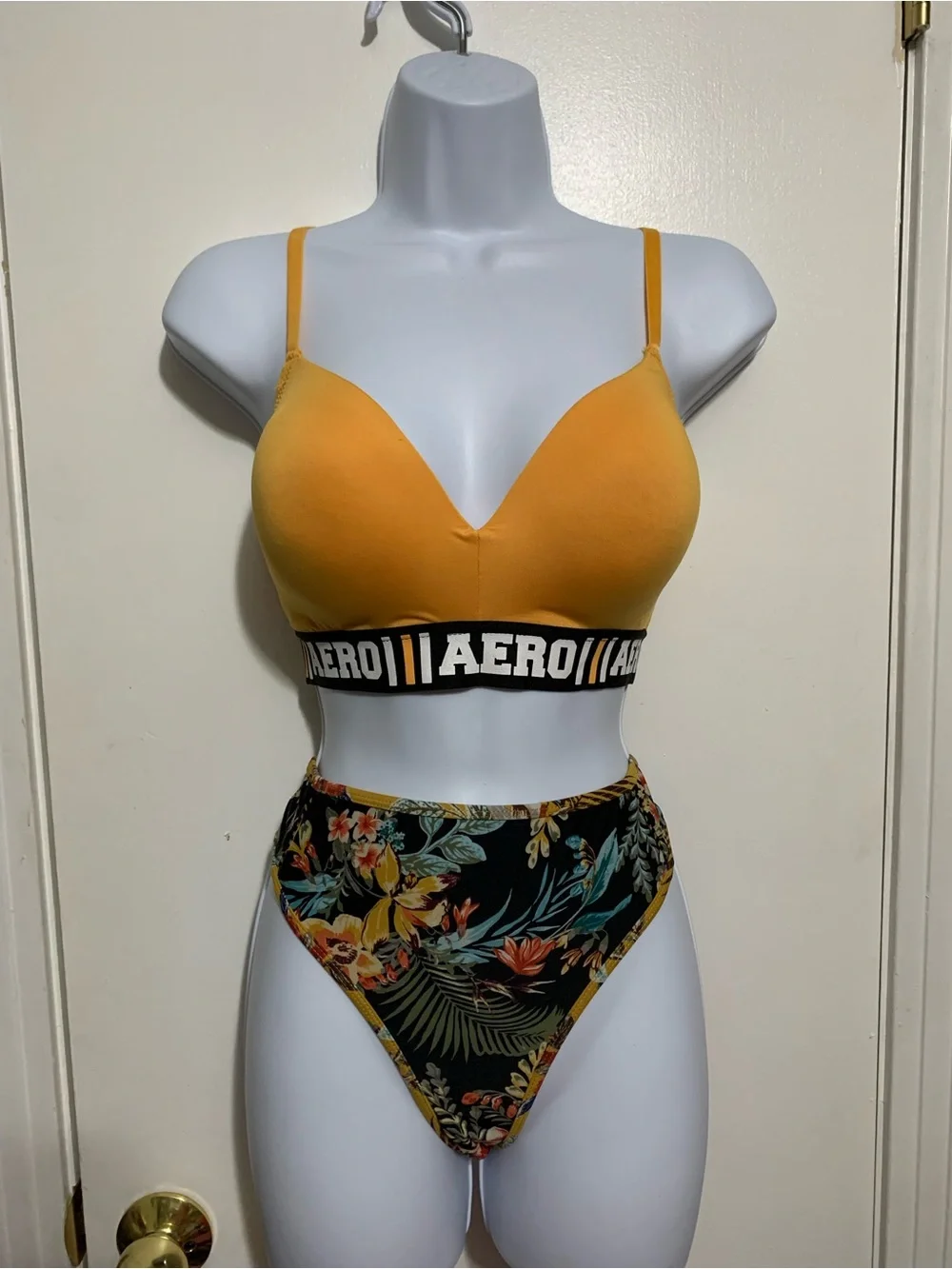 Aeropostale Aero Logo Racerback Bra Mustard Yellow 38C
